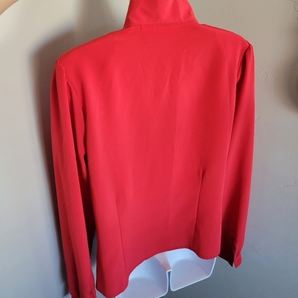 Christie & Jill Vintage Red Long Sleeve Blouse Delicate Embroidered Mockneck 10T - Picture 6 of 7